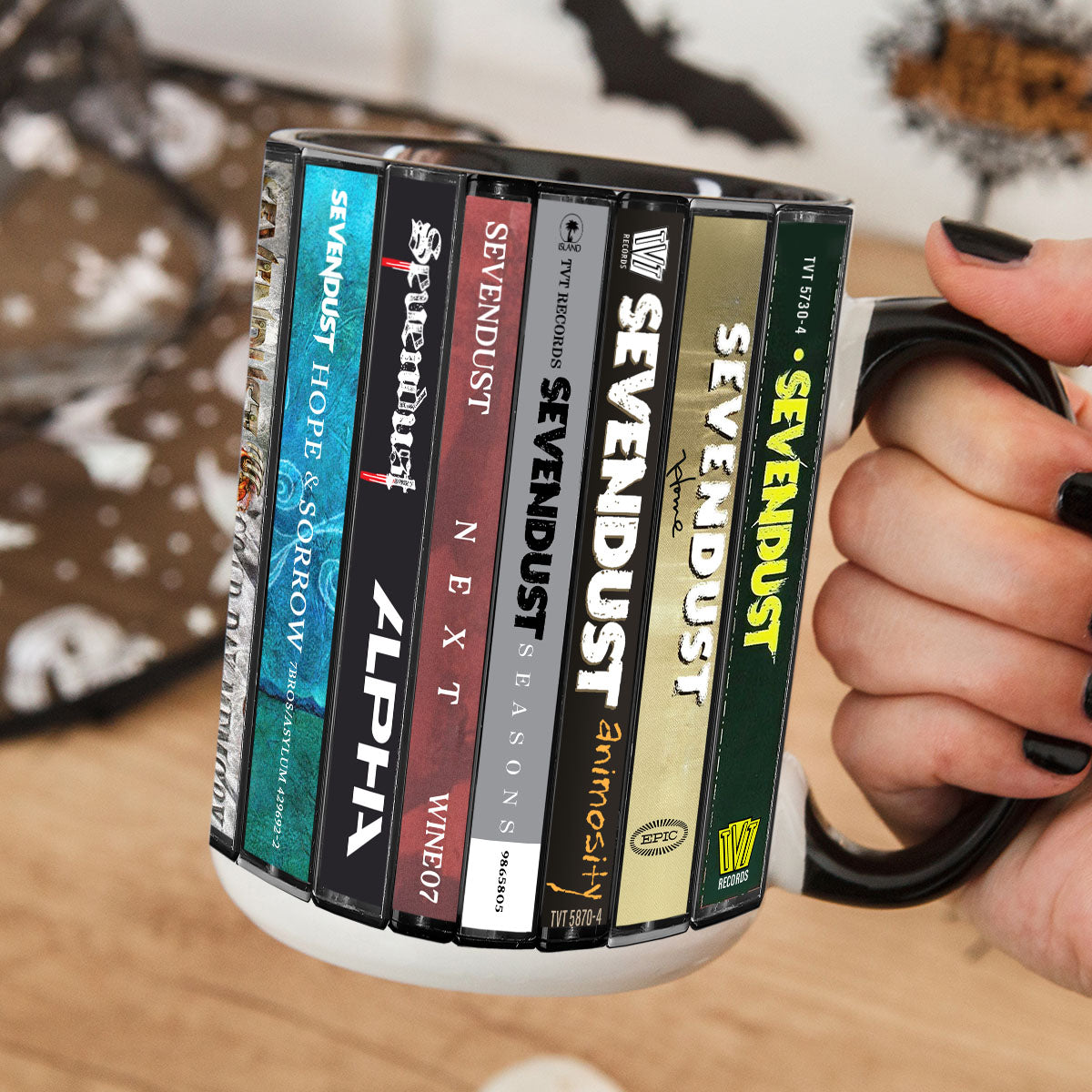 Sevendust Albums Cassette Collection Retro Accent Edge-to-Edge Printed Mug