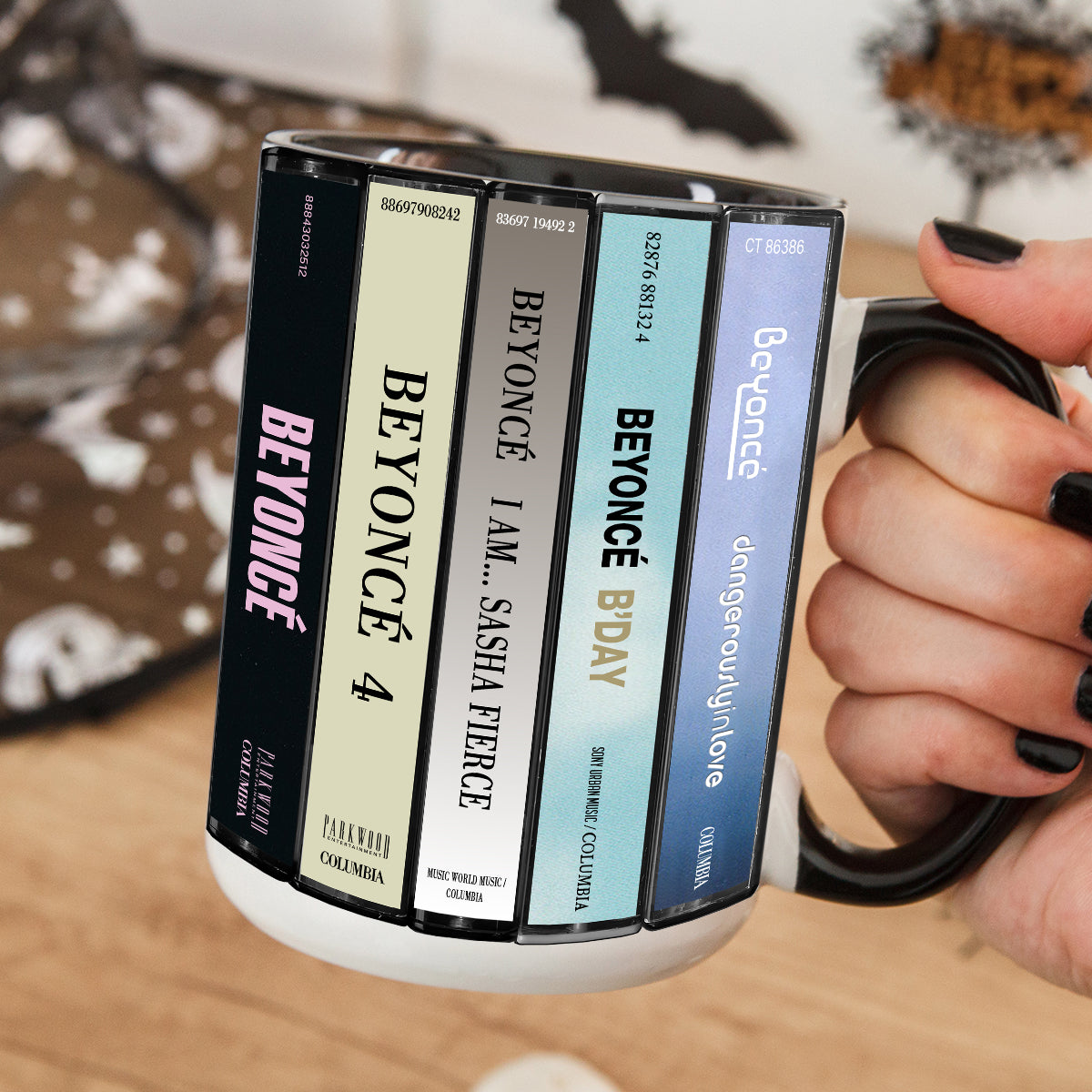 Beyoncé Albums Cassette Collection Retro Accent Edge-to-Edge Printed M ...