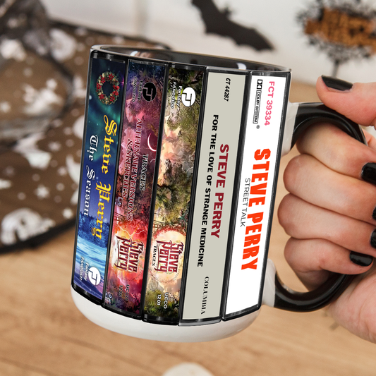 Steve Perry Albums Cassette Collection Retro Accent Edge-to-Edge Printed Mug