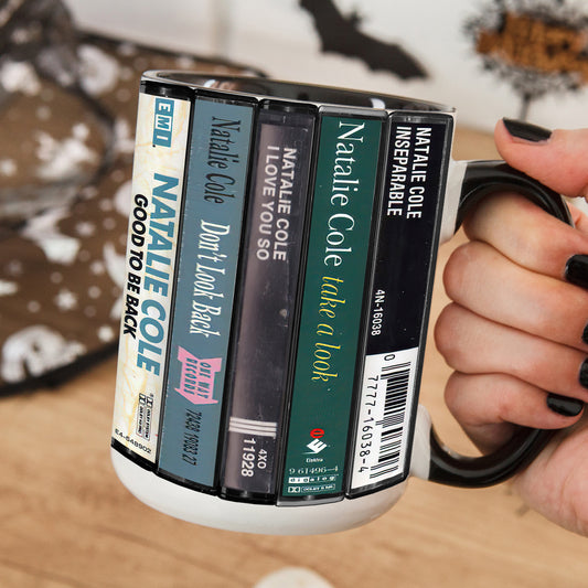 Natalie Cole Albums Cassette Collection Retro Accent Edge-to-Edge Printed Mug