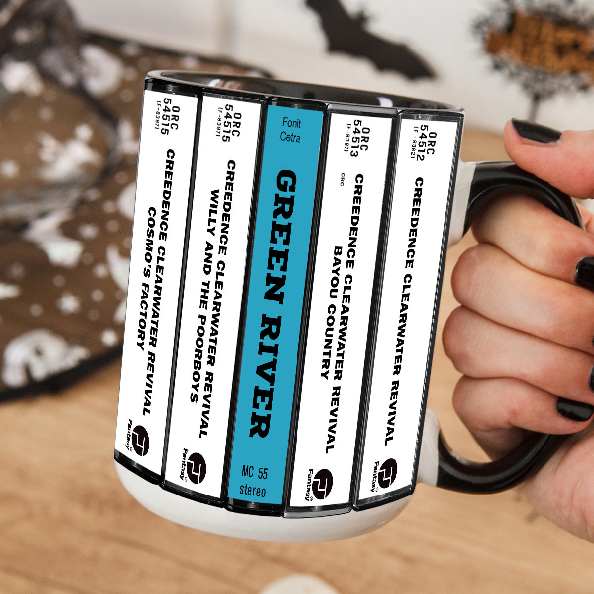 Creedence Clearwater Revival Albums Cassette Collection Retro Accent Edge-to-Edge Printed Mug