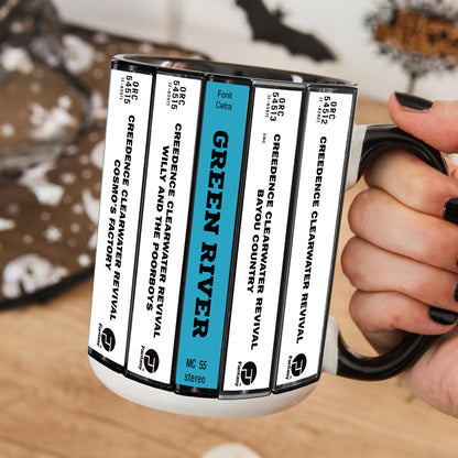 Creedence Clearwater Revival Albums Cassette Collection Retro Accent Edge-to-Edge Printed Mug