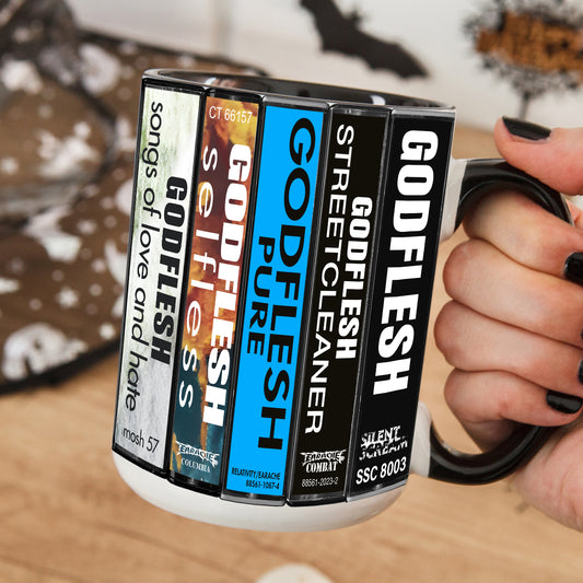 Godflesh Albums Cassette Collection Retro Accent Mug