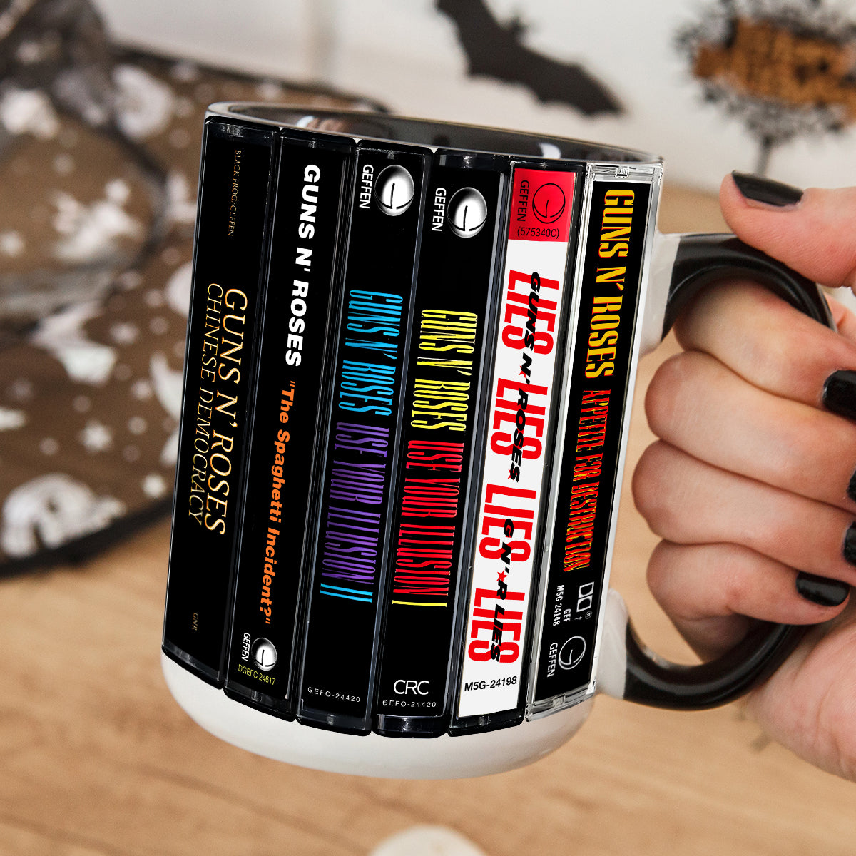 Guns N' Roses Albums Cassette Collection Retro Accent Mug