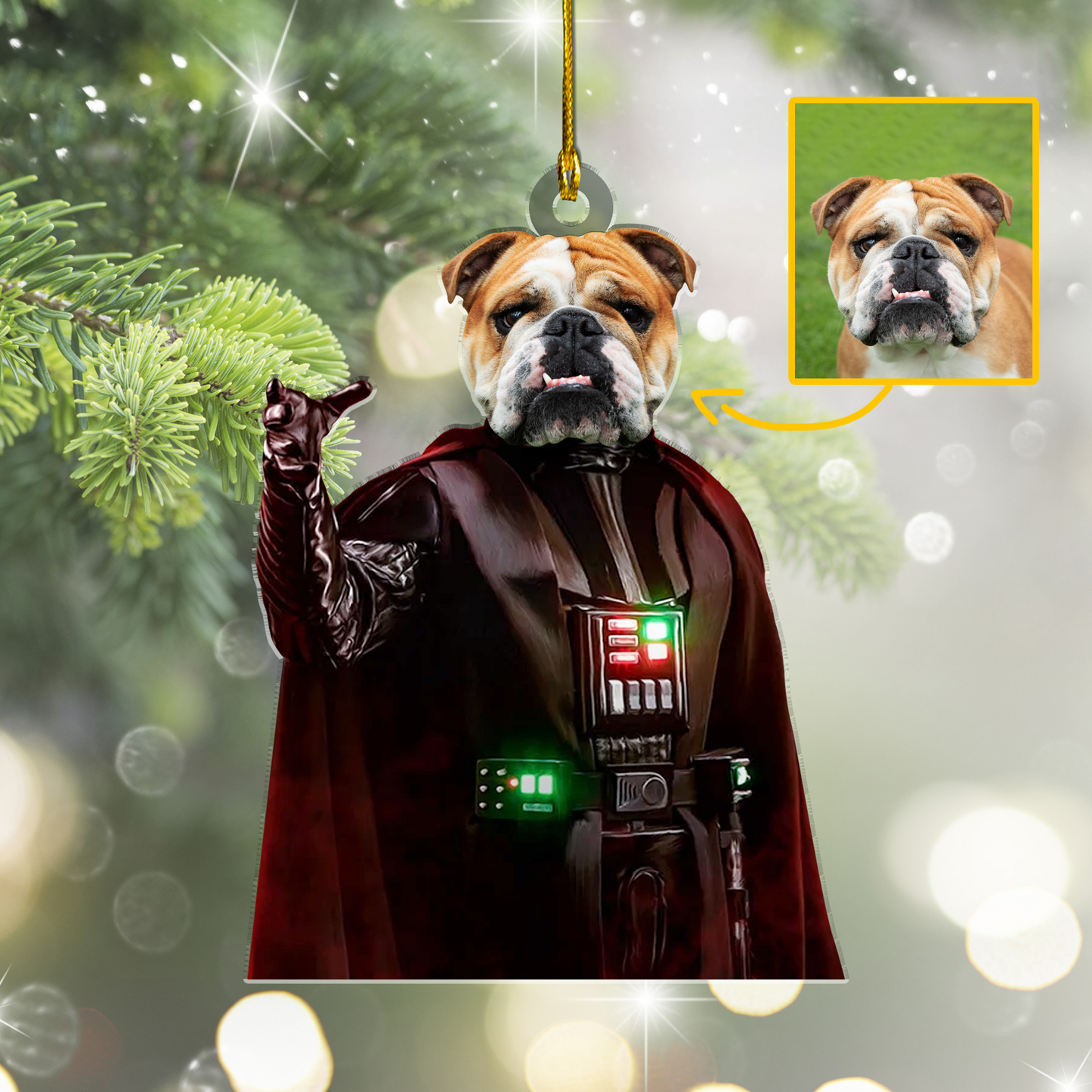 Custom Pet Photo Darth Vader Funny Christmas Ornament for Cat Dog Lovers