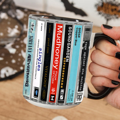 Classic Grunge Bands Music Cassette Accent Mug