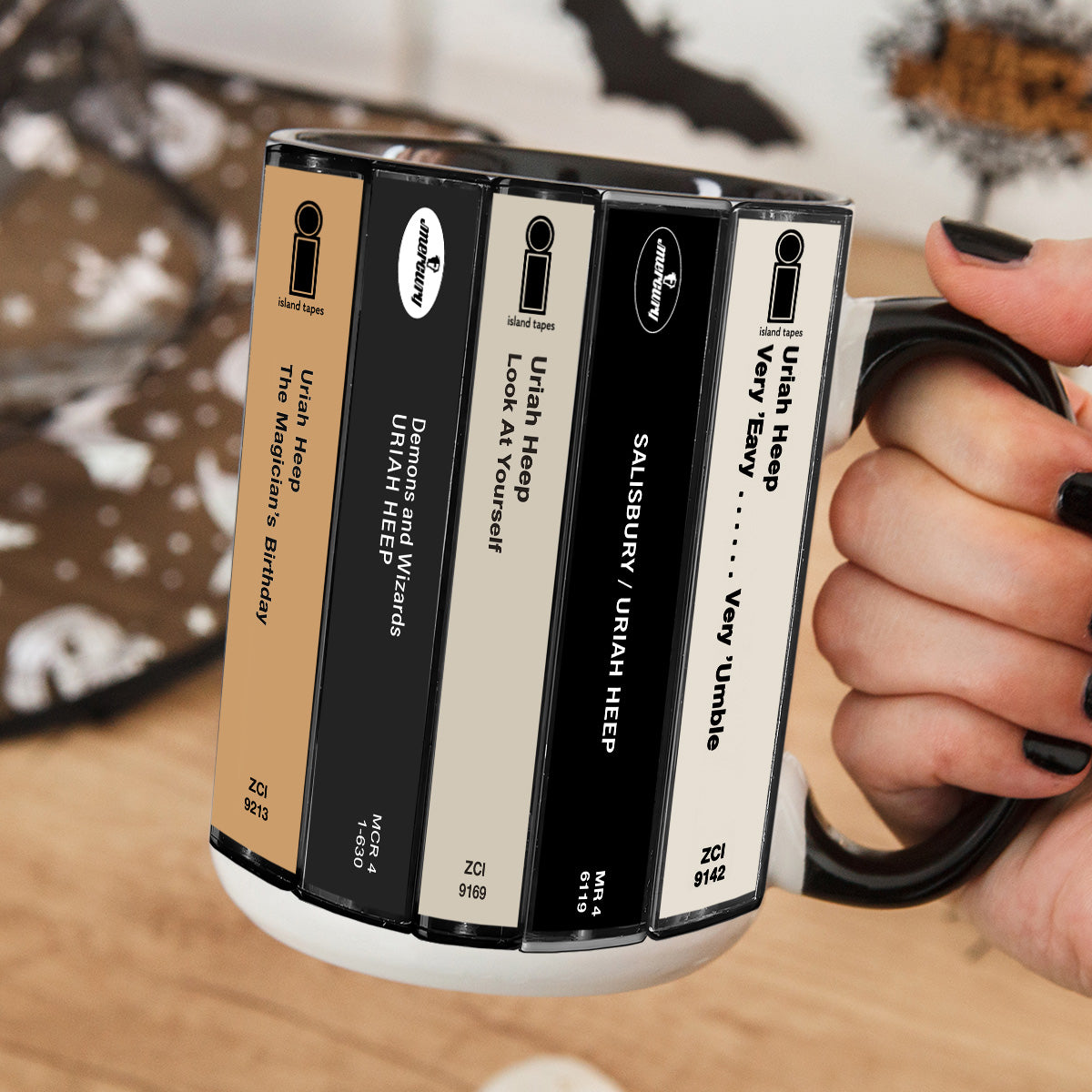 Uriah Heep Albums Cassette Collection Retro Accent Mug