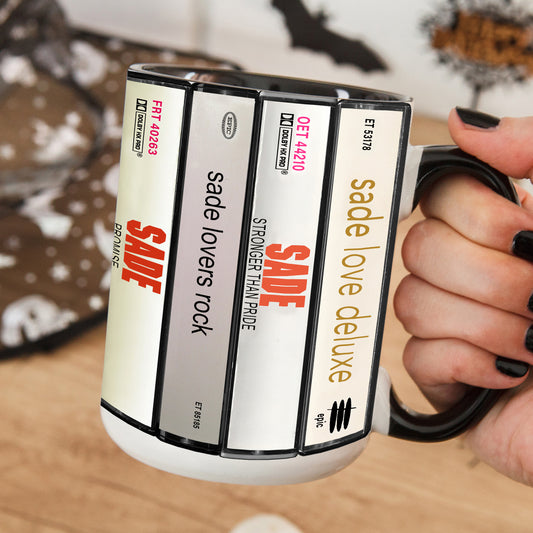 Sade Albums Cassette Collection Retro Accent Edge-to-Edge Printed Mug