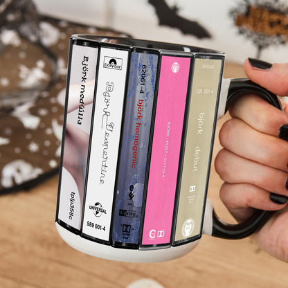 Björk Albums Cassette Collection Retro Accent Mug