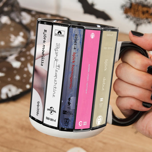 Björk Albums Cassette Collection Retro Accent Mug