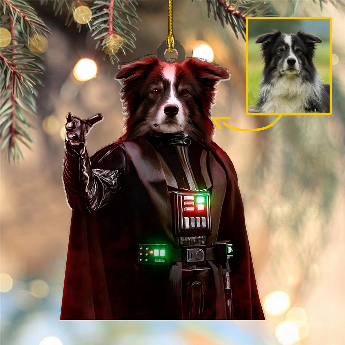 Custom Pet Photo Darth Vader Funny Christmas Ornament for Cat Dog Lovers