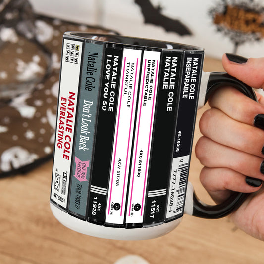 New Natalie Cole Albums Cassette Collection Retro Accent Edge-to-Edge Printed Mug