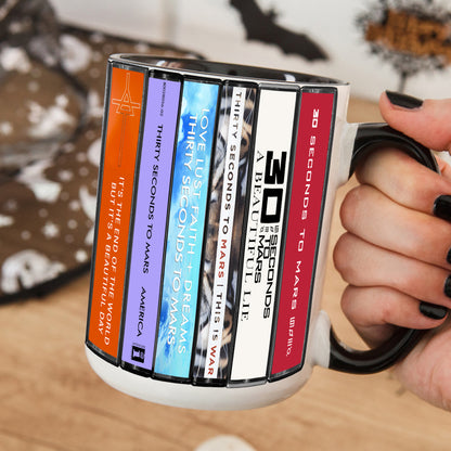 30 Seconds to Mars Albums Cassette Collection Retro Accent Mug