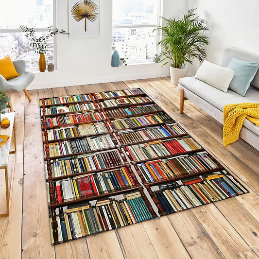 Books Shelf, Library Room Rug for Bookaholics