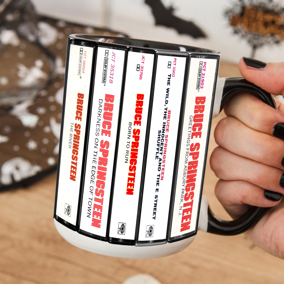 Bruce Springsteen Albums Cassette Collection Retro Accent Mug