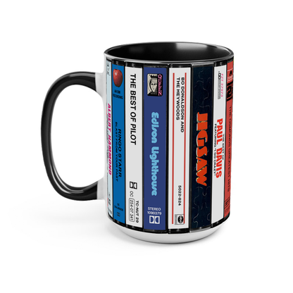 70s POP Albums Cassette Collection Retro Accent Edge-to-Edge Printed Mug