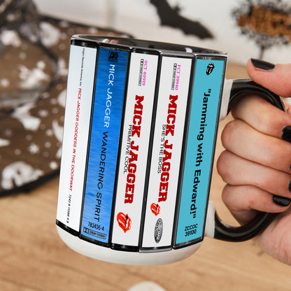 Mick Jagger Albums Cassette Collection Retro Accent Mug