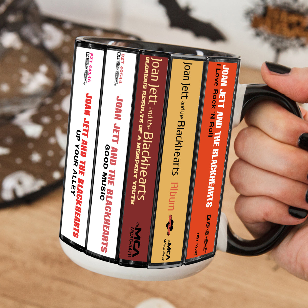 Joan Jett and the Blackhearts Albums Cassette Collection Retro Accent Mug