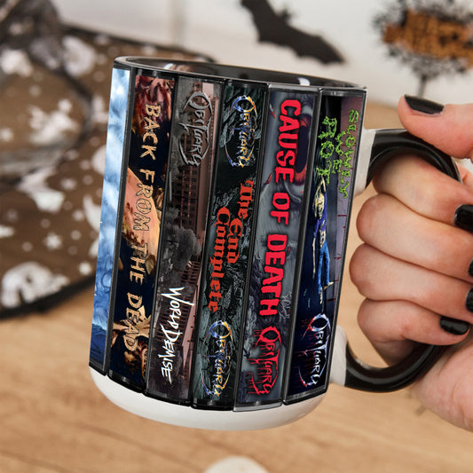 Obituary Albums Cassette Collection Retro Accent Mug
