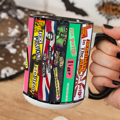 Sex Pistols Never Mind the Bollocks Album Cassette Collection Retro Accent Mug