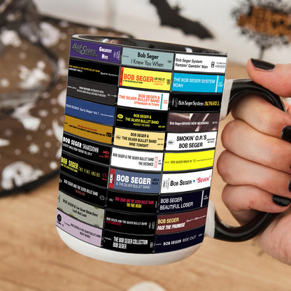 Bob Seger Albums Cassette Collection Retro Accent Mug - Extended Version