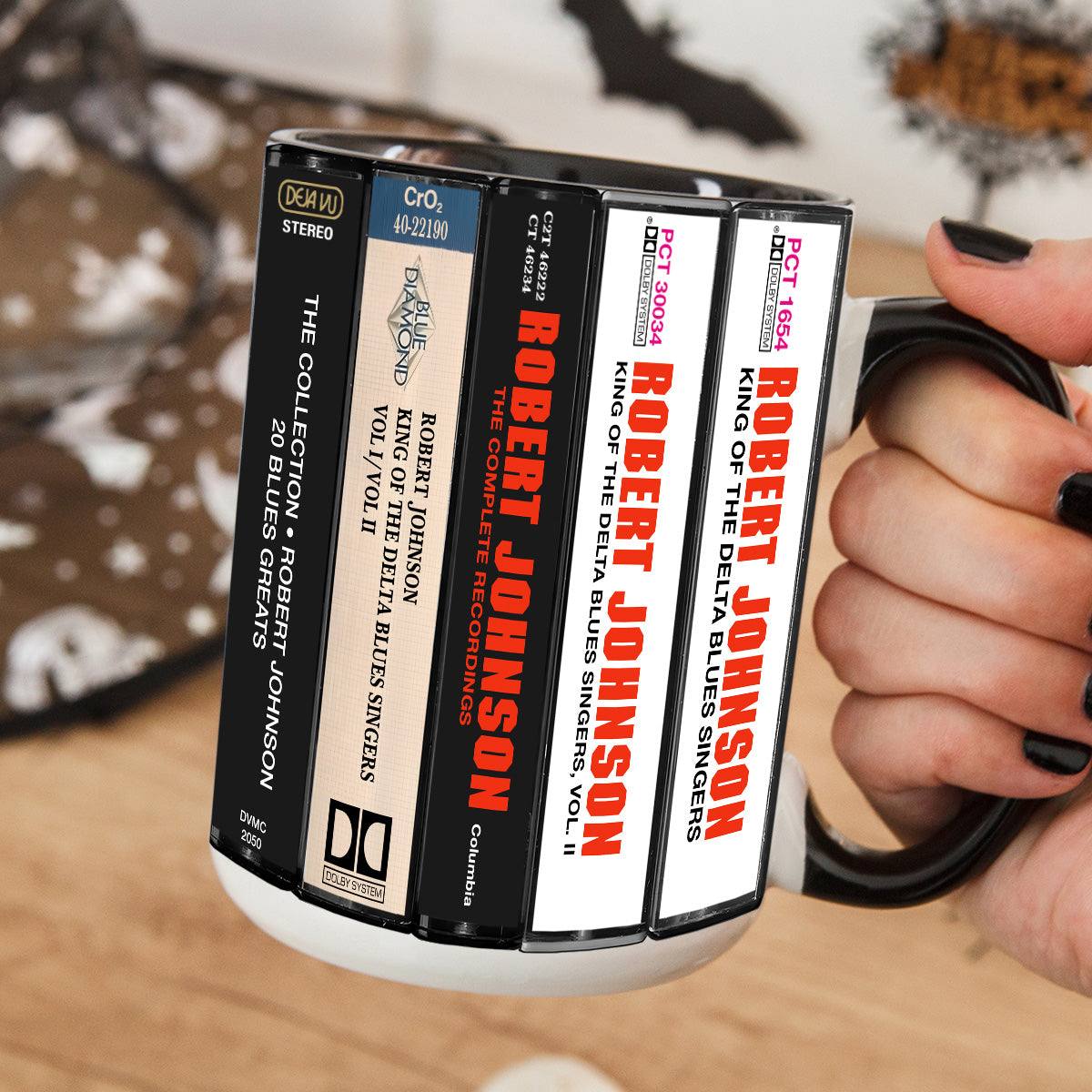Robert Johnson Albums Cassette Collection Retro Accent Mug