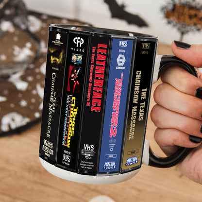 The Texas Chainsaw Massacre VHS Movies Collection Retro Accent Mug