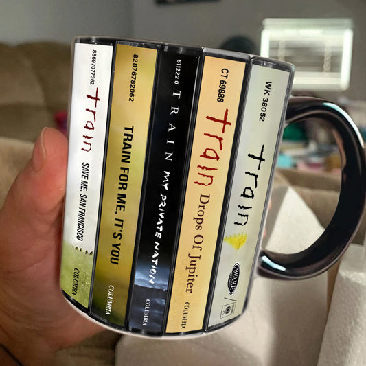 Train Albums Cassette Collection Retro Accent Mug