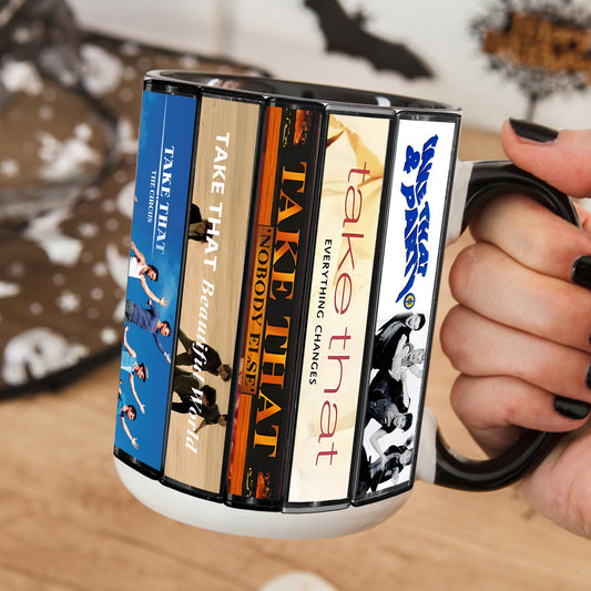 Take That Albums Cassette Collection Retro Accent Mug