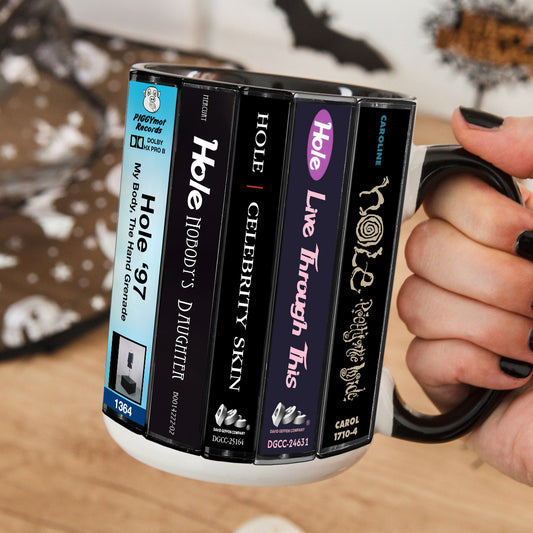 Courtney Love and Hole Albums Cassette Collection Retro Accent Mug