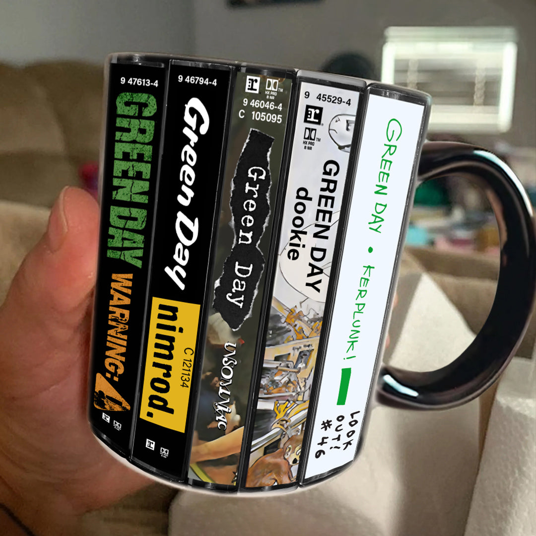 Green Day Albums Cassette Collection Retro Accent Mug