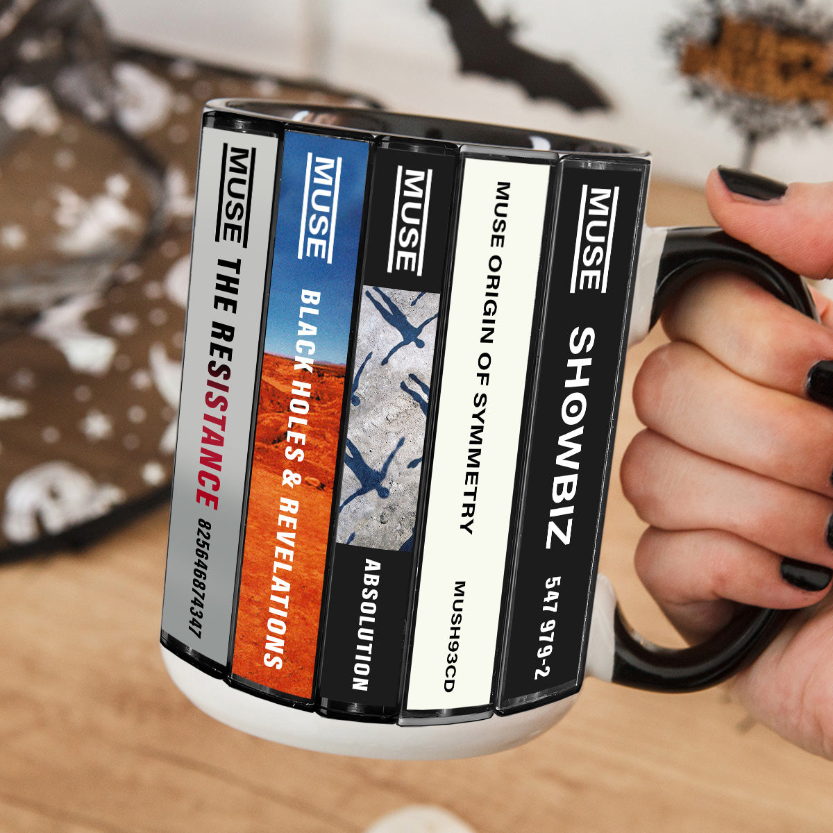 Muse Albums Cassette Collection Retro Accent Edge-to-Edge Printed Mug