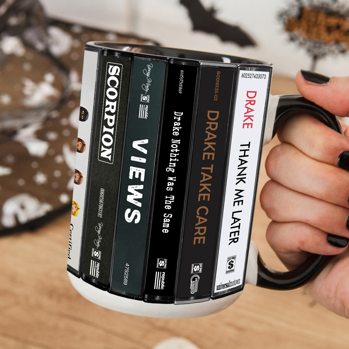 Drake Albums Cassette Collection Retro Accent Edge-to-Edge Printed Mug