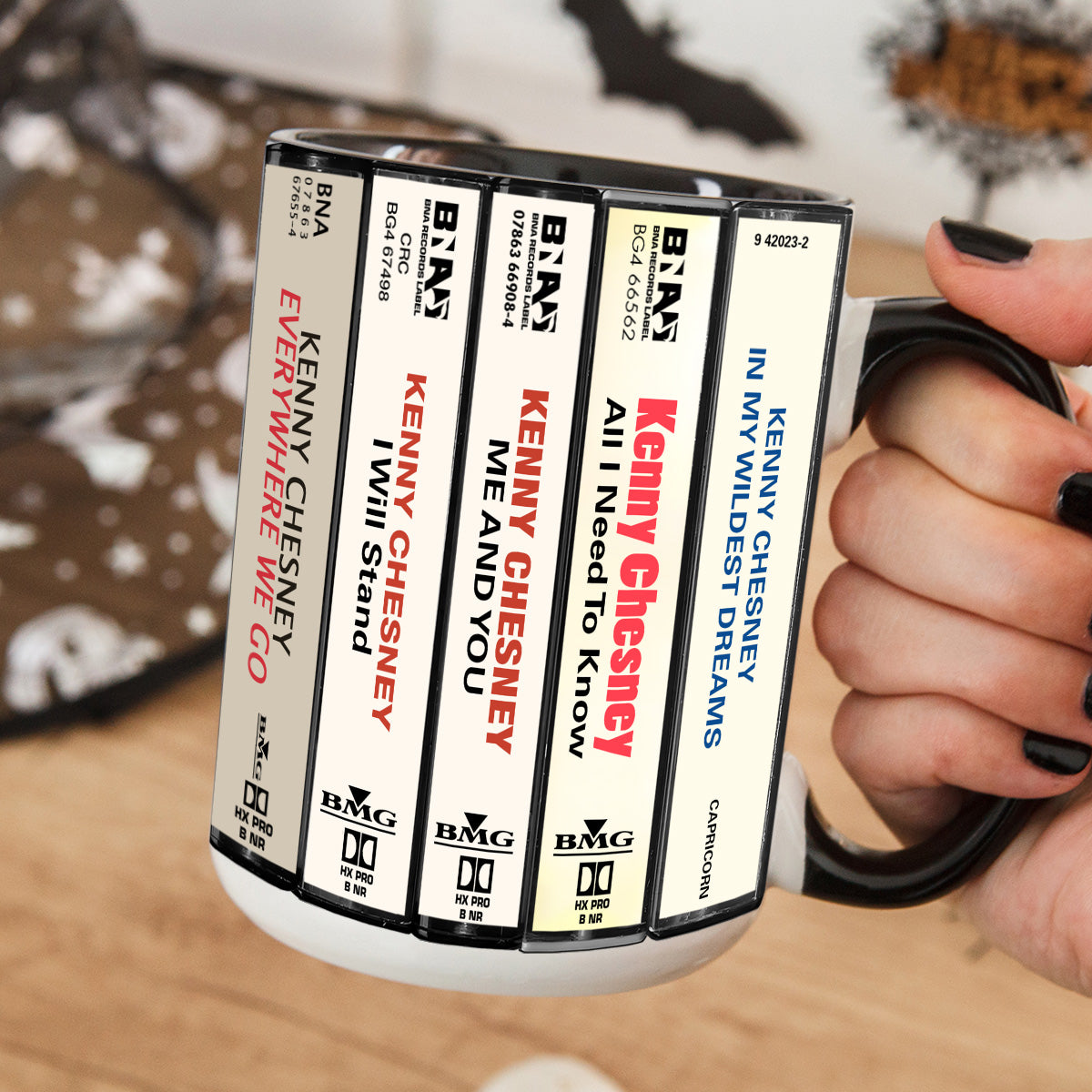 Kenny Chesney Albums Cassette Collection Retro Accent Mug
