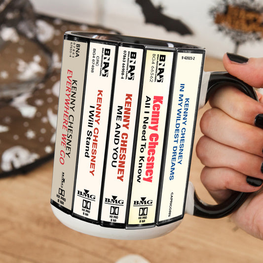 Kenny Chesney Albums Cassette Collection Retro Accent Mug