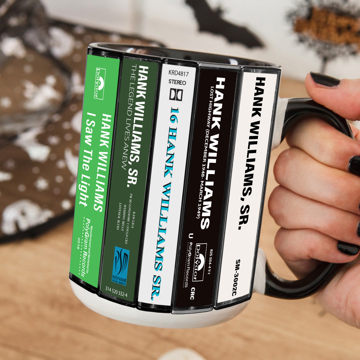 Hank Williams Albums Cassette Collection Retro Accent Mug