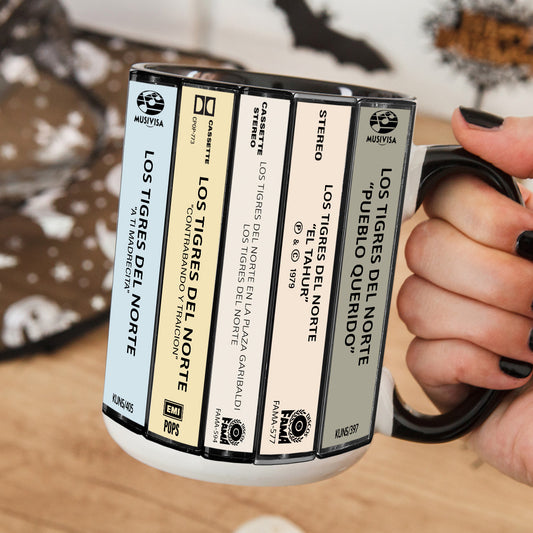 Los Tigres del Norte Albums Cassette Collection Retro Accent Mug
