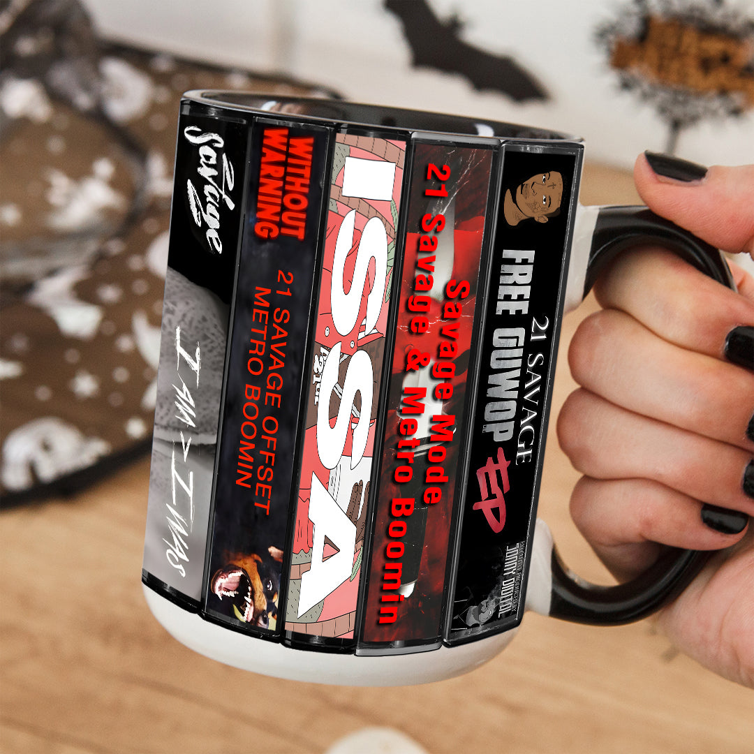 21 Savage Albums Cassette Collection Retro Accent Mug
