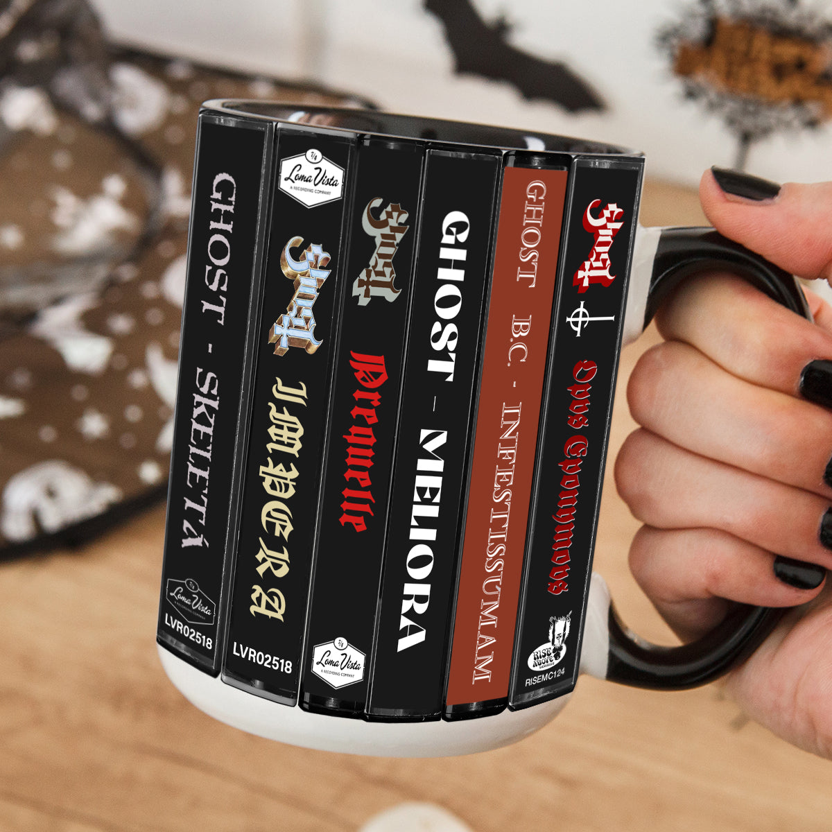 Ghost Albums Cassette Collection Retro Accent Edge-to-Edge Printed Mug
