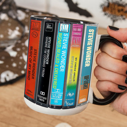 Stevie Wonder Albums Cassette Retro Collection Accent Mug