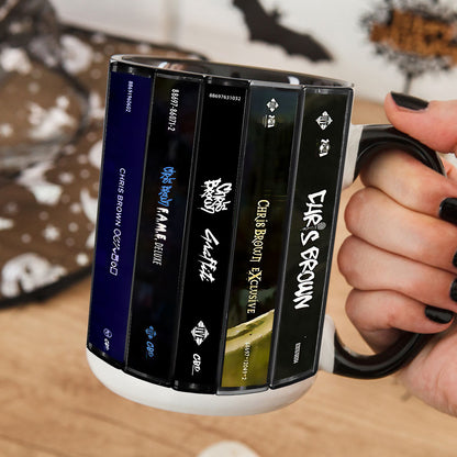 Chris Brown Albums Cassette Collection Retro Accent Mug