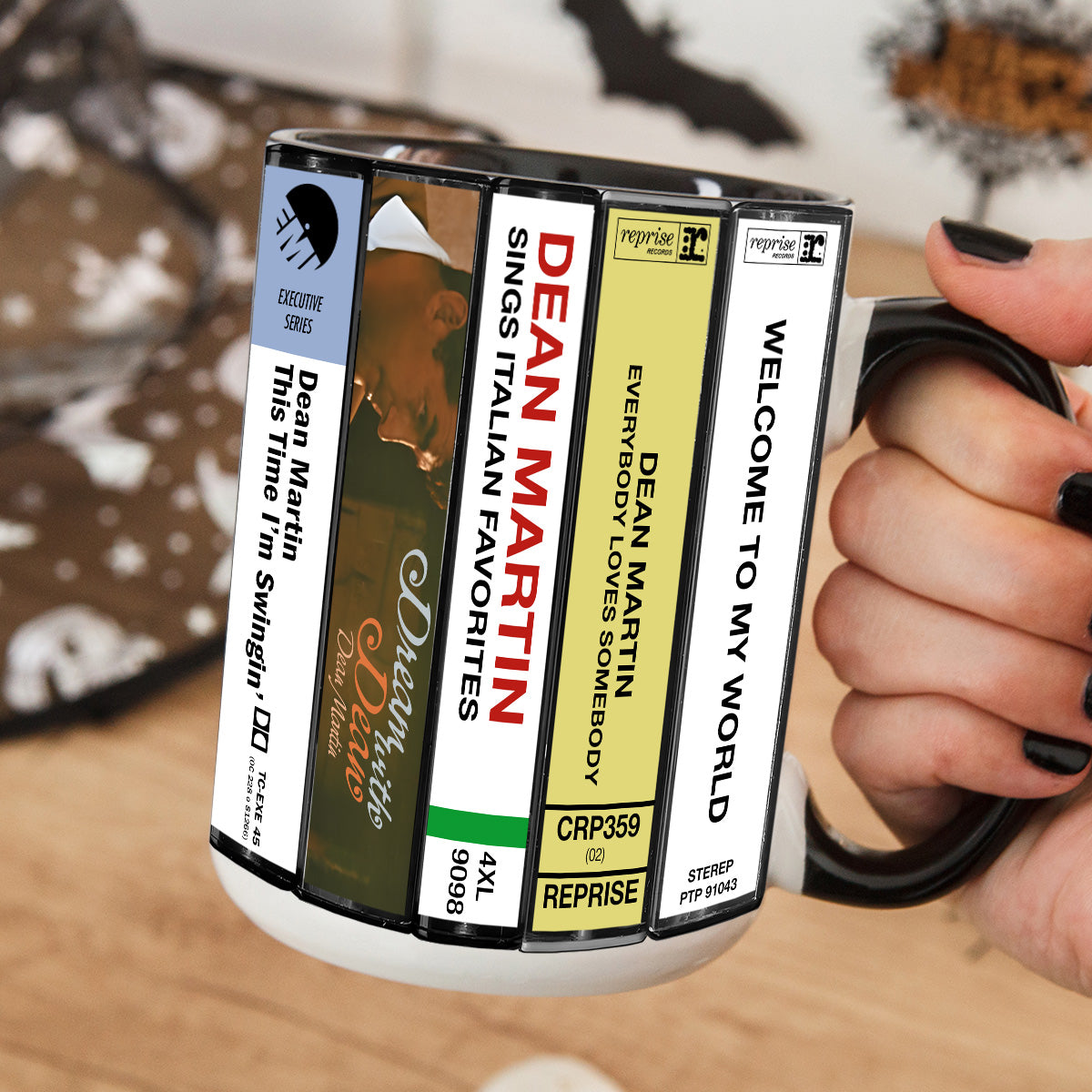 Dean Martin Albums Cassette Collection Retro Accent Mug