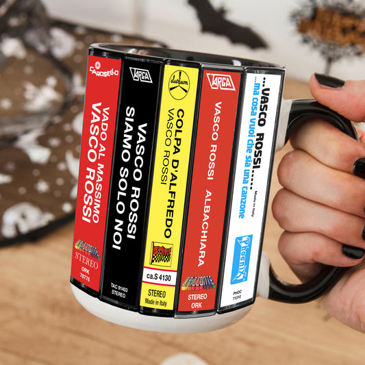 Vasco Rossi Albums Cassette Collection Retro Accent Mug
