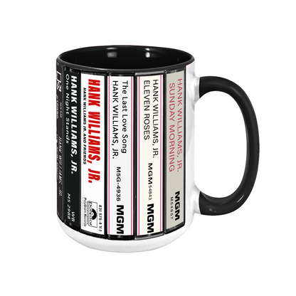Hank Williams Jr. Albums Cassette Collection Retro Accent Mug