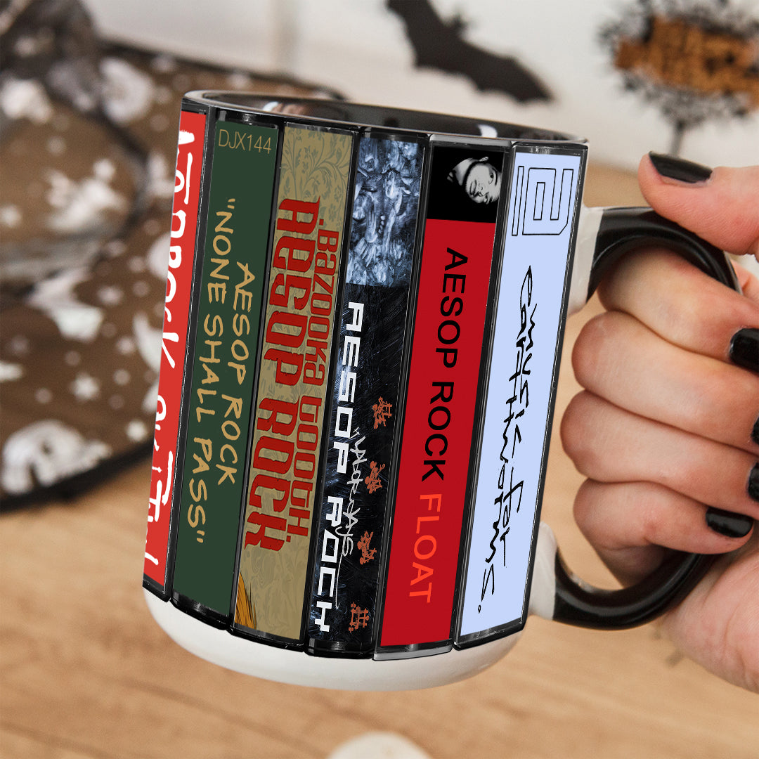 Aesop Rock Albums Cassette Collection Retro Accent Mug