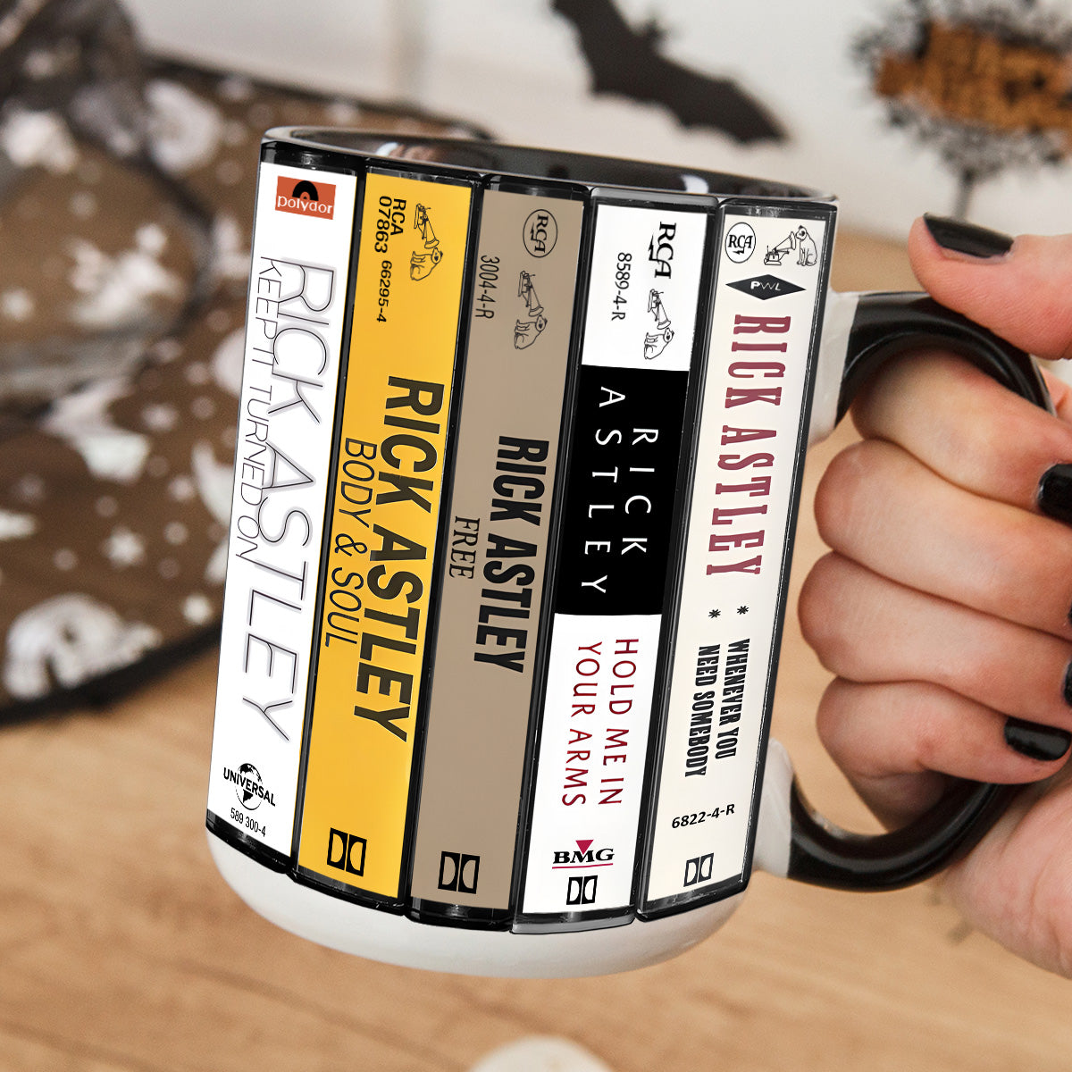 Rick Astley Albums Cassette Collection Retro Accent Mug