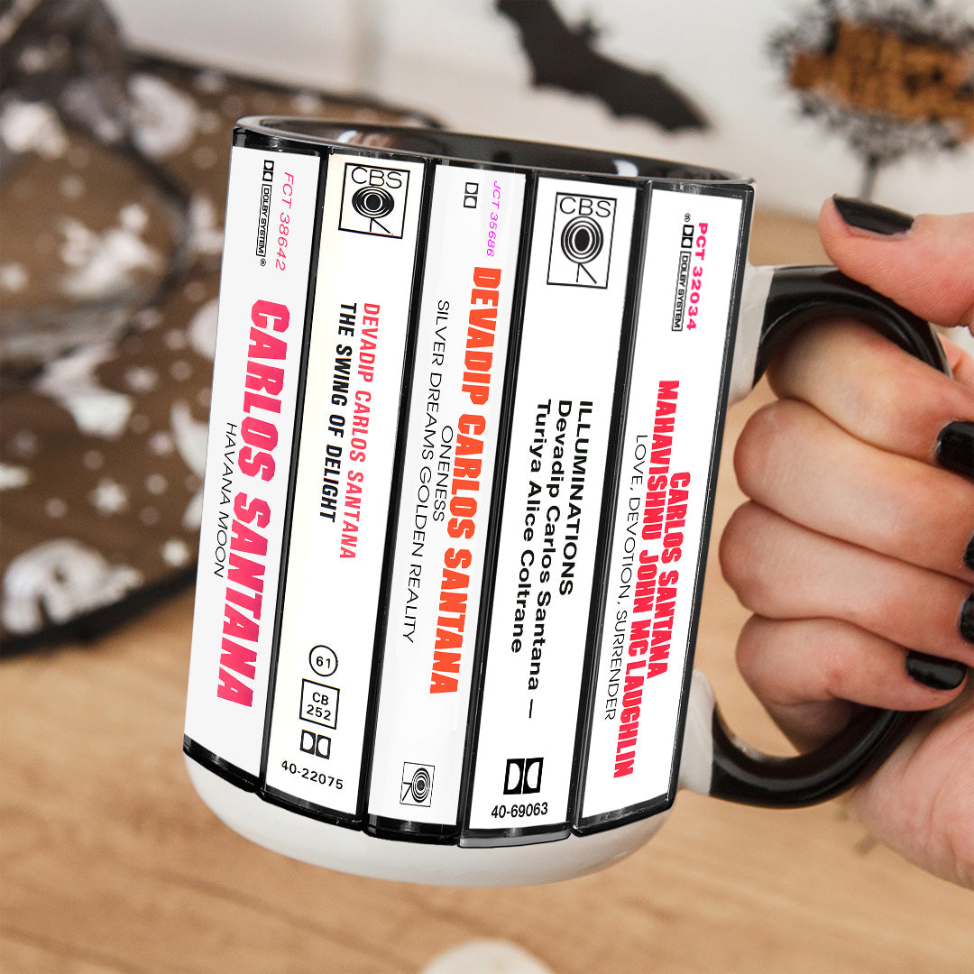 Carlos Santana Albums Cassette Collection Retro Accent Mug