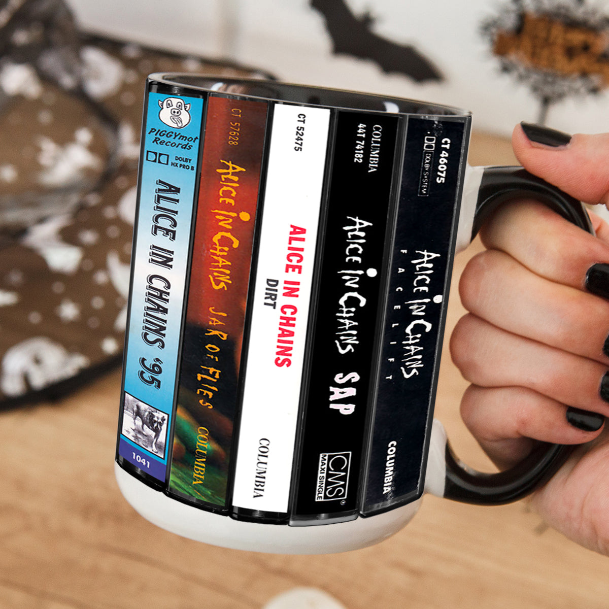 Alice in Chains Albums Cassette Collection Retro Accent Mug