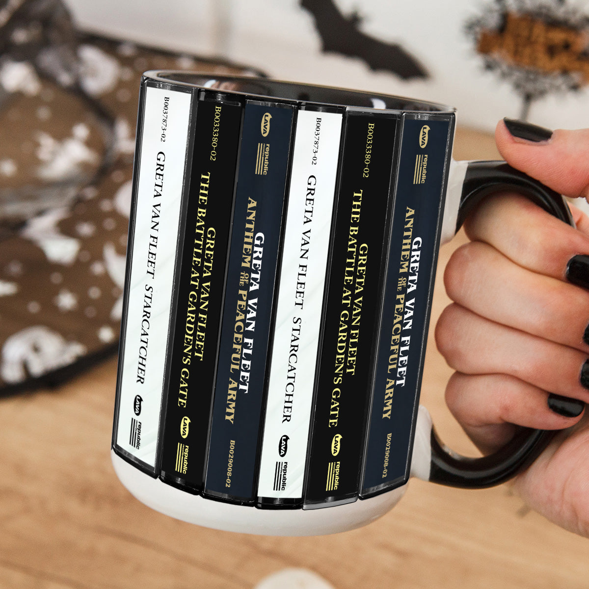 Greta Van Fleet Albums Cassette Collection Retro Accent Edge-to-Edge Printed Mug