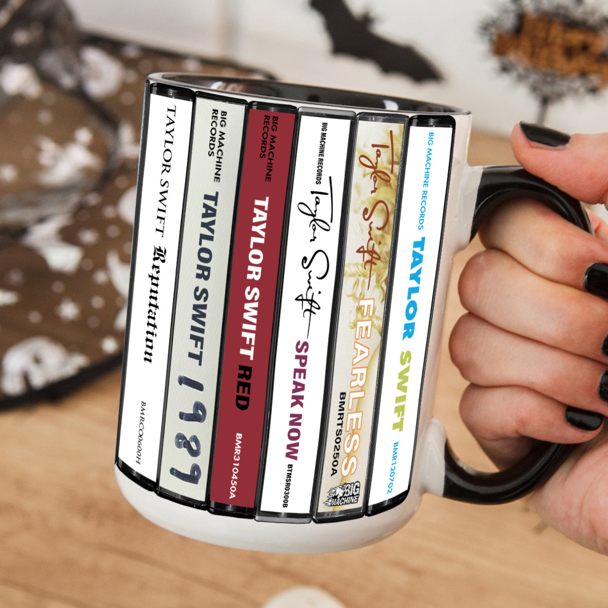 Taylor Swift Albums Cassette Collection Retro Accent Edge-to-Edge Printed Mug